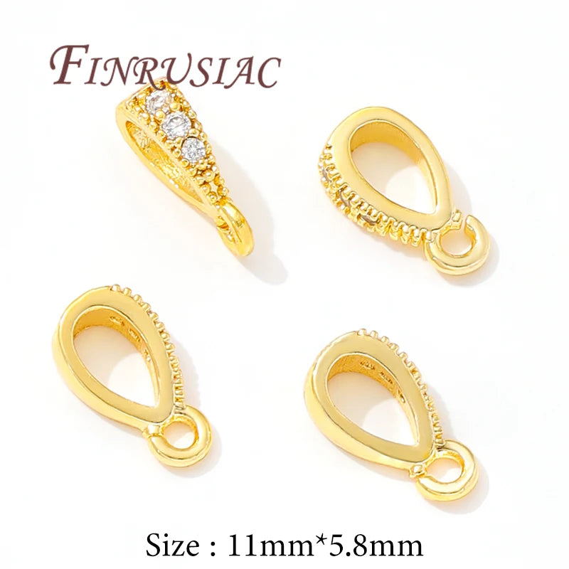 14K Gold Plated Brass Pendant Bails Open Ring DIY Jewelry Findings Jewelry Findings P3 18K Real Gold Plated 3 pieces