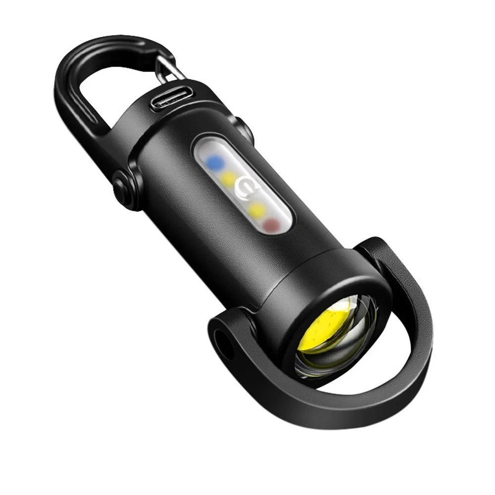 Mini COB LED Keychain Flashlight | USB Rechargeable, Red & Blue LED Keychain Flashlight P3 Black
