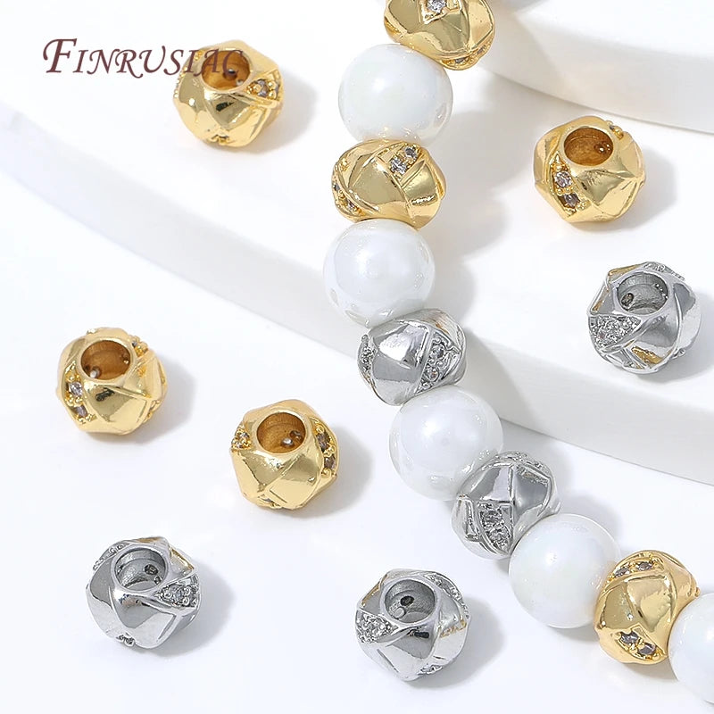 18K Gold Plated Micro Pavé CZ Spacer Beads | DIY Jewelry Making Jewelry Spacer Beads P3