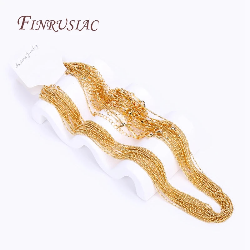18K Gold Plated O Chain & Bead Chain for Necklace Making 49cm Jewelry Making Chain P3