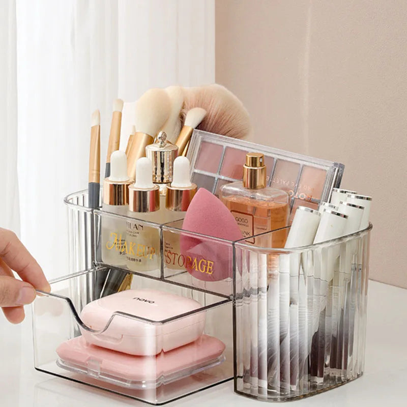 Multi-Tier Transparent Makeup Organizer with Drawers Makeup Organizer P3