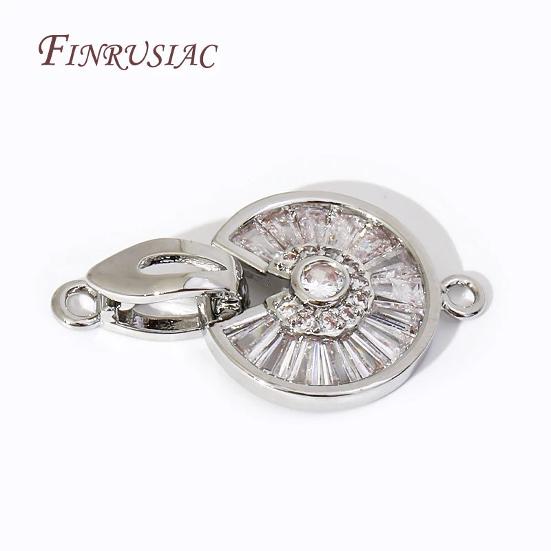 18K Gold Plated Brass Zircon Round Clasp – DIY Jewelry Jewelry Clasp Finding P3