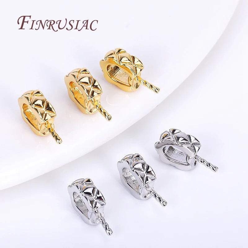 18K Gold Plated Striped Pearl Pendant Mounting DIY Peg Bails Jewelry Finding P3
