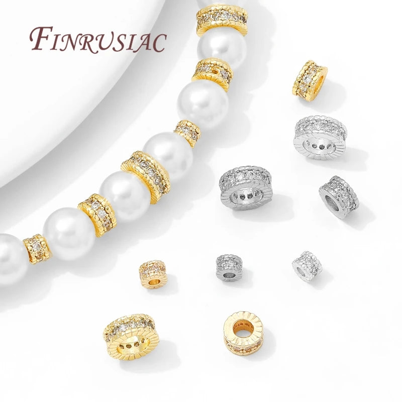 18K Gold Plated Zircon Round Spacer Beads 4mm 6mm 8mm – DIY Jewelry Spacer Beads P3