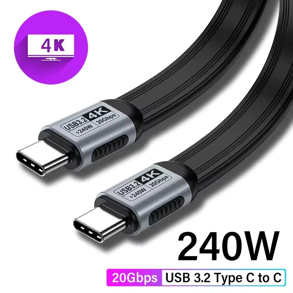 USB-C Cable 240W PD 20Gbps 4K@60Hz – Thunderbolt 5/4/3 USB-C Cable P3