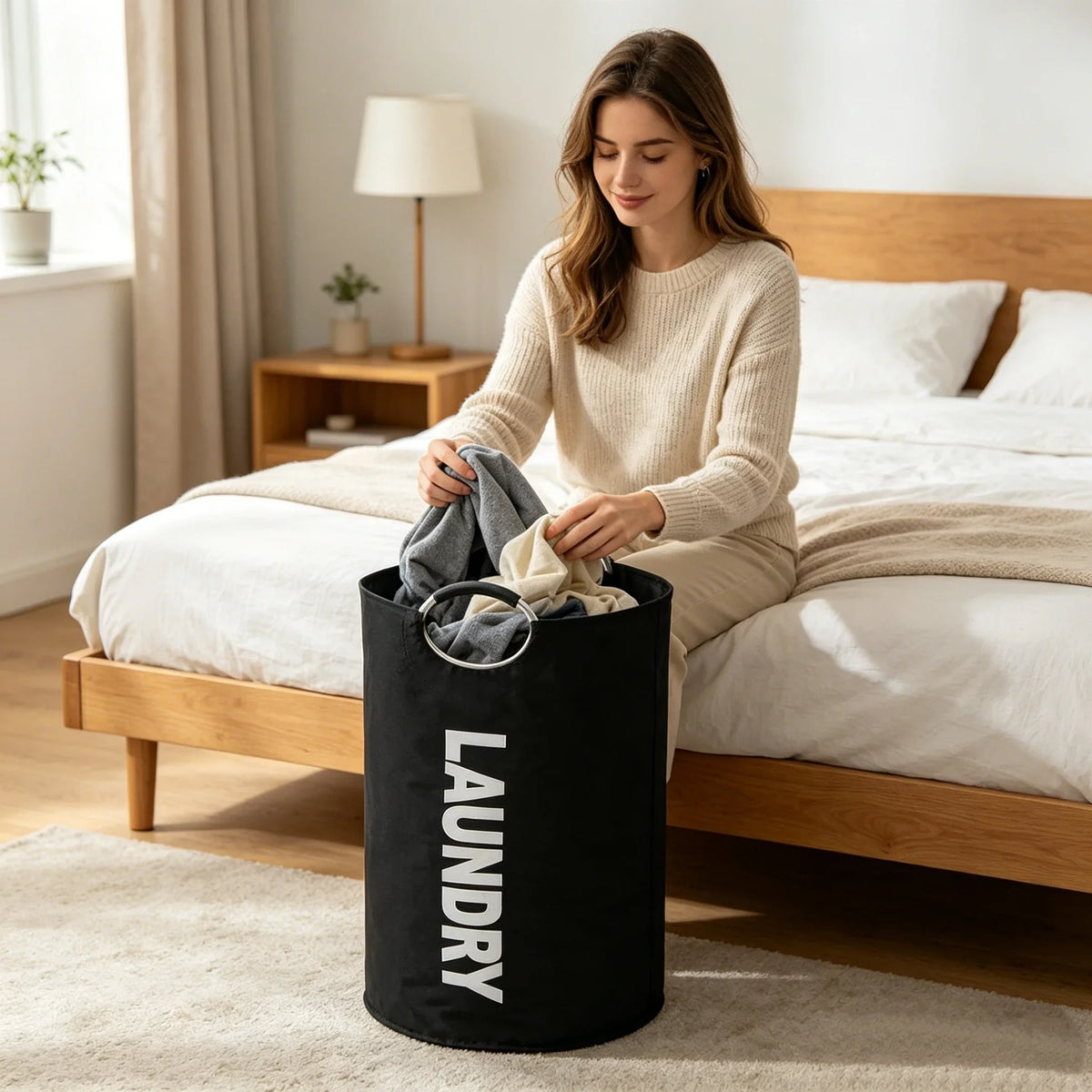 Foldable Laundry Basket 90L – Waterproof Oxford Padded Handles Laundry Storage Basket P3