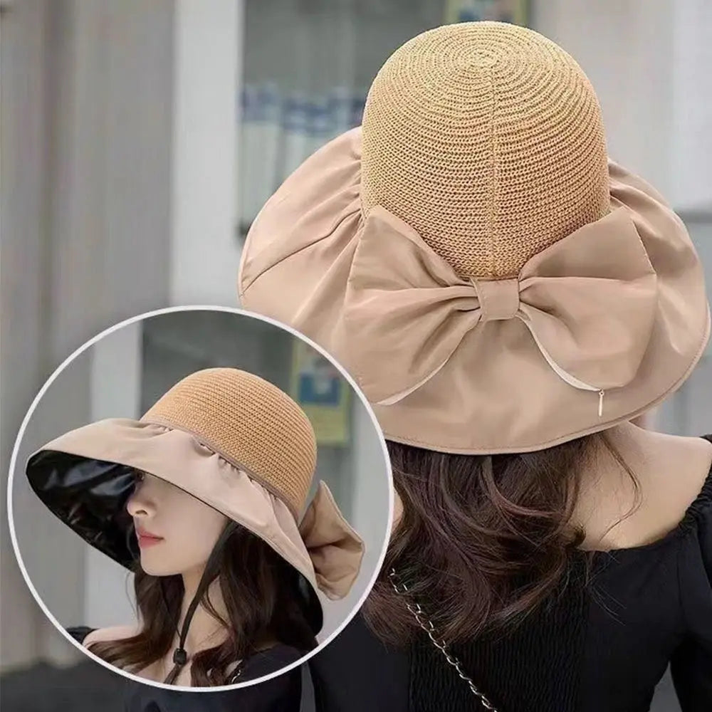 Women's Wide Brim UV Bucket Hat – Foldable Beach Cap Women's Bucket Hat P3 Style 1-Khaki