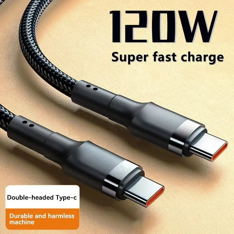 120W USB-C Braided Fast Charging Cable – PD 6A Quick Charge USB-C Charging Cable P3