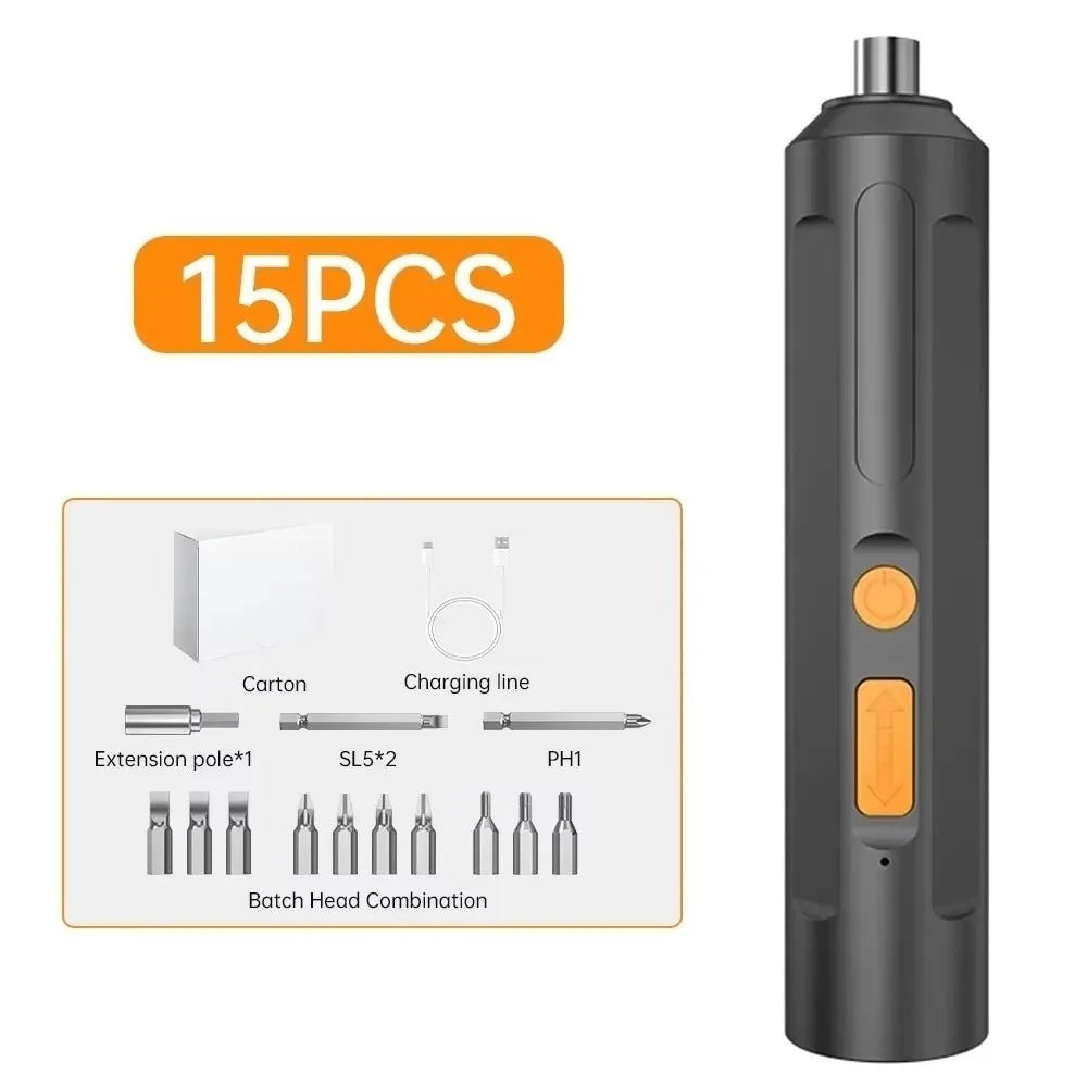 USB Rechargeable Cordless Electric Screwdriver | Variable Speed Cordless Screwdriver P3 15pcs set
