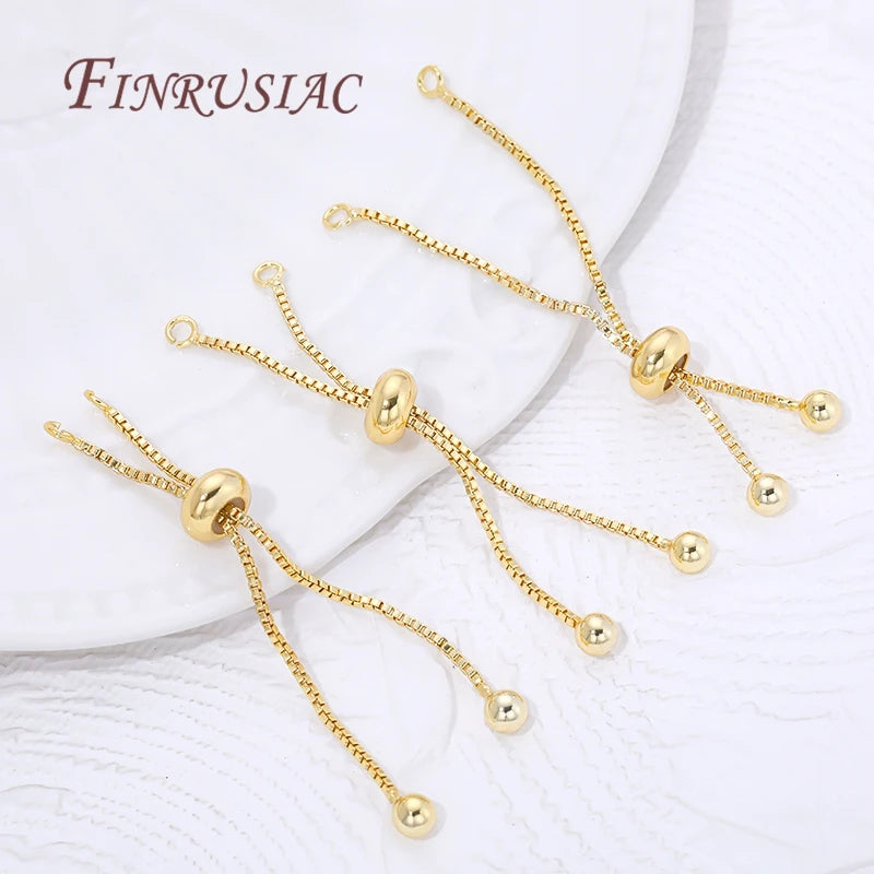 18K Gold Plated Box Chain Bracelet Extender – Slider Beads Bracelet Extender Chain P3