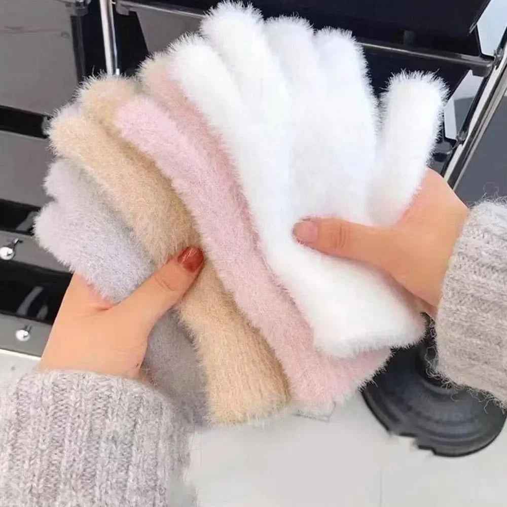 Faux Mink Fur Plush Winter Gloves – Unisex Warm Knit Outdoor Winter Plush Gloves P3