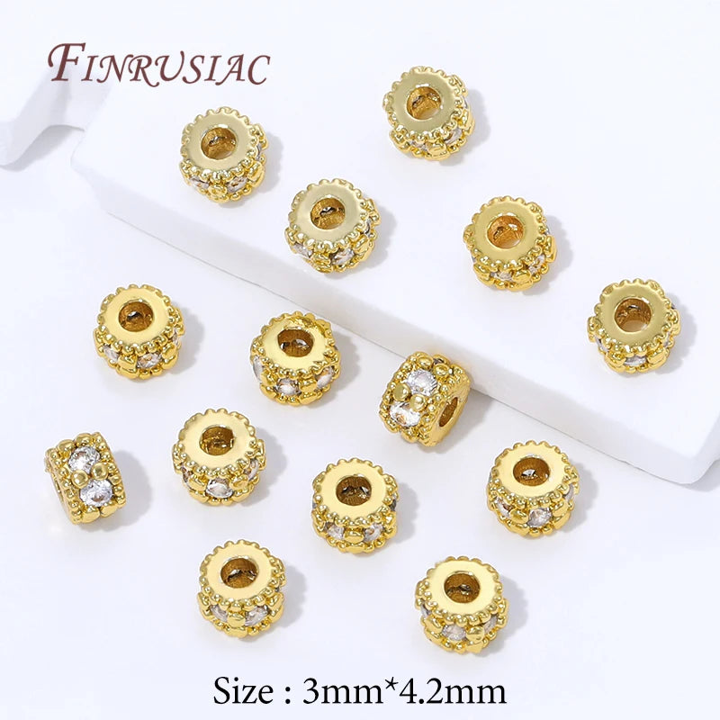 18K Gold Plated Zircon Round Spacer Beads | DIY Jewelry Jewelry Spacer Beads P3 18K Gold Plated 5 pcs