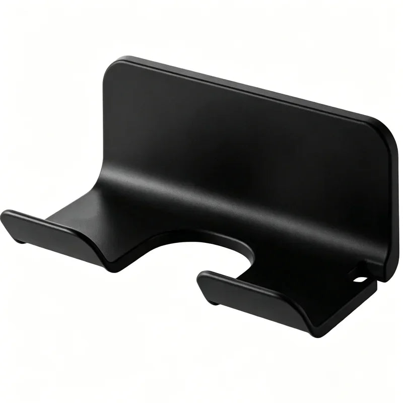 No-Drill Wall Mount Hair Dryer Holder – ABS Bathroom Rack Bathroom Storage Rack P3 Black