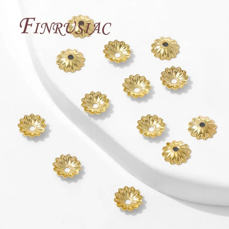 18K Gold Plated Flower Bead Caps 5.7mm – 50/100 Pcs DIY Jewelry Jewelry Bead Caps P3