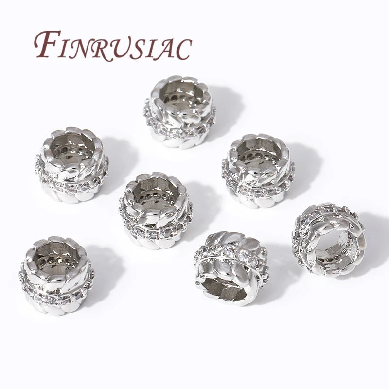 18K Gold Plated Brass Zircon Spacer Beads for DIY Jewelry Jewelry Spacer Beads P3