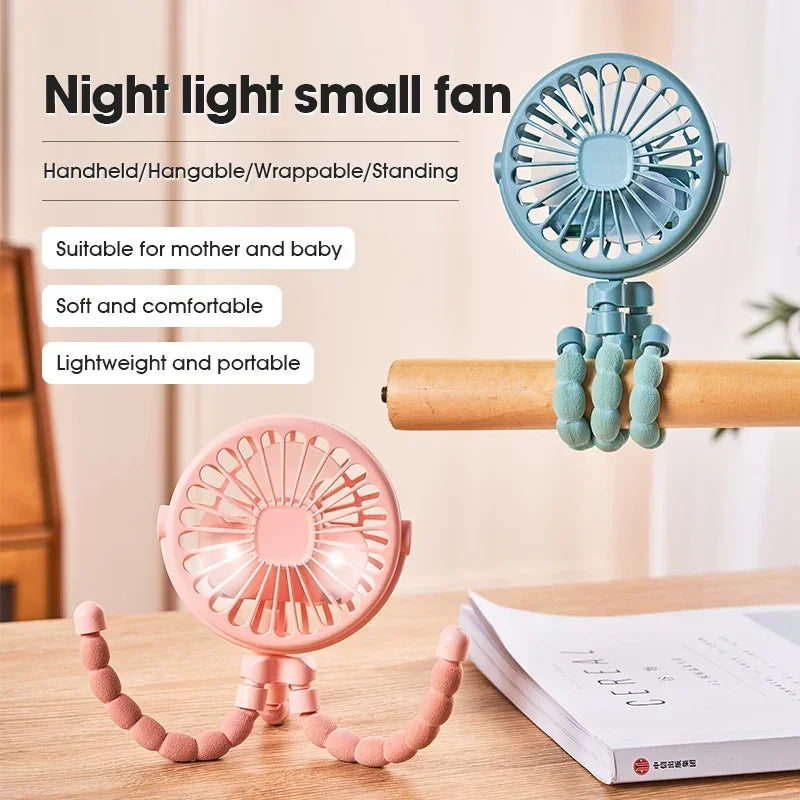 Mini Clip Fan – Flexible USB Rechargeable with Night Light Portable Clip Fan P3