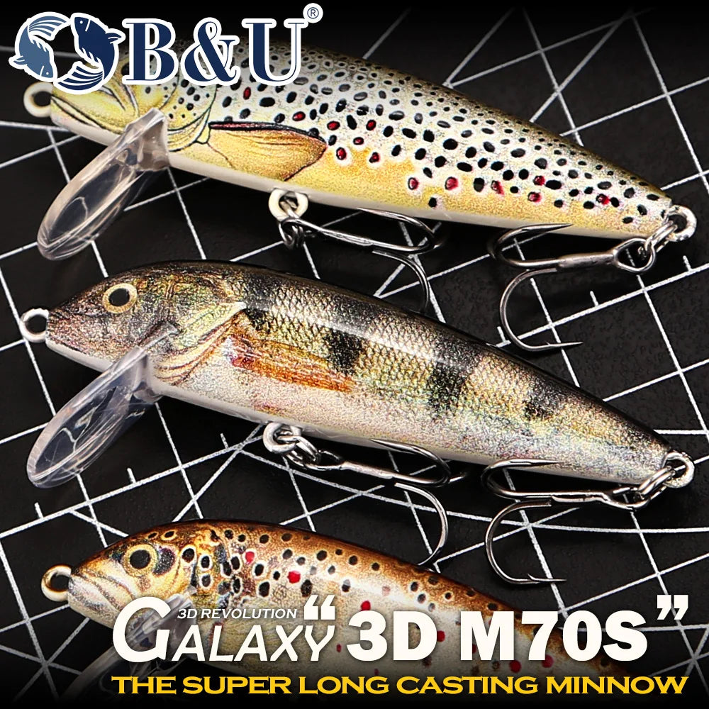 B&U Sinking Minnow Lure – 3D Hard Bait Bass Trout Pike Fishing Hard Bait P3