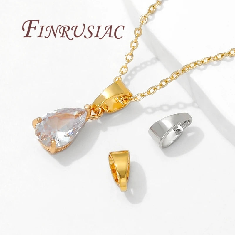 18K Gold Plated Pinch Bail Clasps | Brass Pendant Connectors Jewelry Findings P3