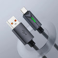 120W USB-A to USB-C Fast Charging Cable LED – 6A Braided Cord USB Charging Cable P3 GY 1.5m