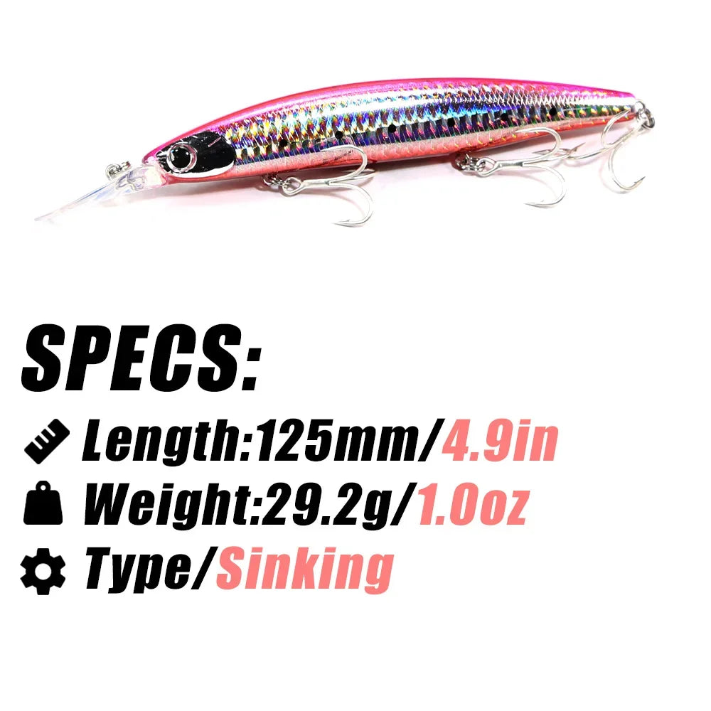 B&U 125mm Sinking Minnow Jerkbait – Seabass Saltwater Lure Saltwater Fishing Lure P3