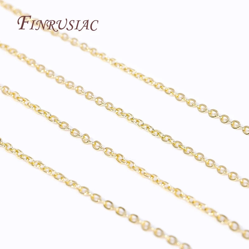 18K Gold Plated Brass Oval Chain Necklace | DIY Jewelry Making Chain Necklace Finding P3