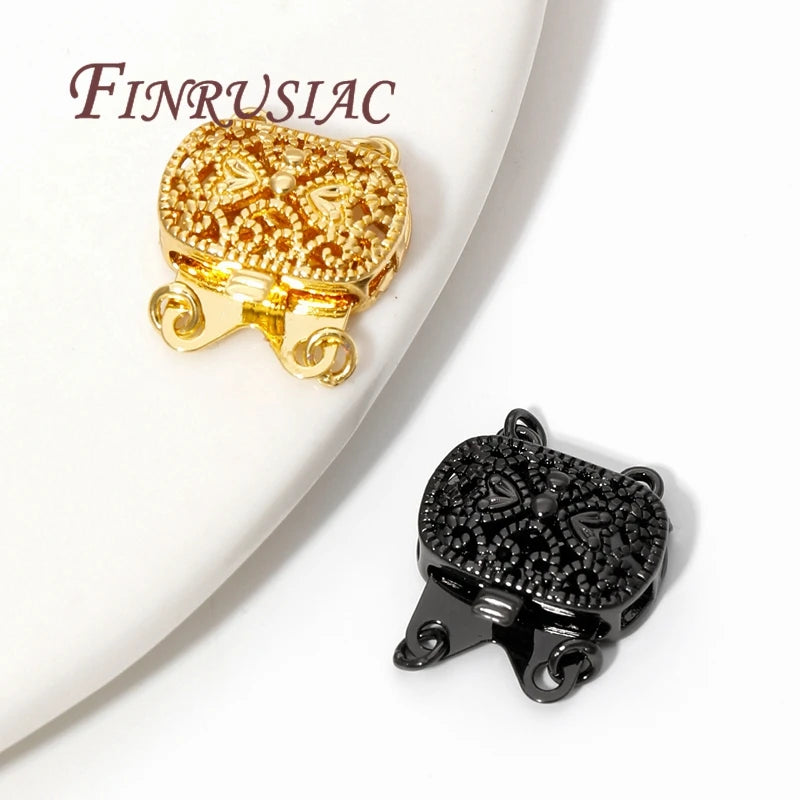 18K Gold Plated Brass Zircon Clasp Connectors for DIY Jewelry Jewelry Clasp Connector P3