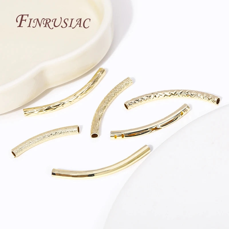 18K Gold Plated Brass Curved Tube Beads Connector | DIY Jewelry Jewelry Findings P3