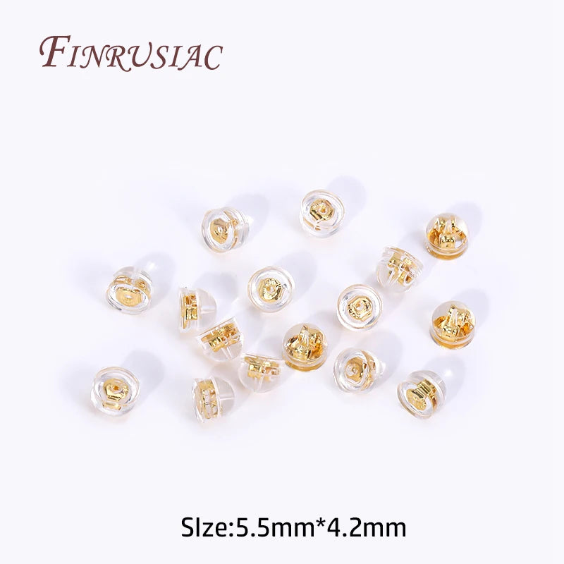 18K Gold Plated Earring Backs – Silicone DIY Jewelry Findings Earring Jewelry Findings P3 18K Real Gold Plated 40 Pieces