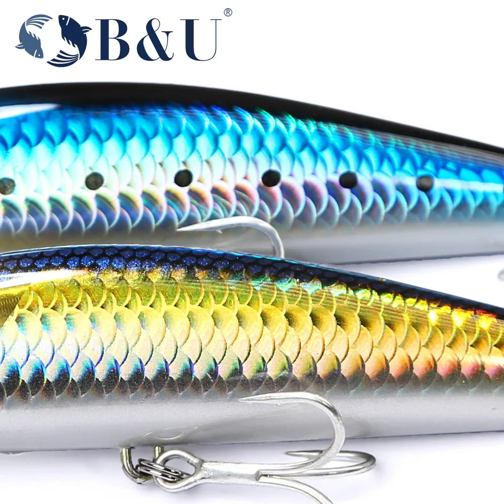 B&U Heavy Sinking Minnow Jerkbait – Saltwater Sea Bass Lure Sinking Minnow Lure P3