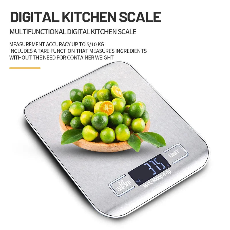 Precision 5kg Digital Kitchen Scale | Stainless Steel LED Display Digital Kitchen Scale P3