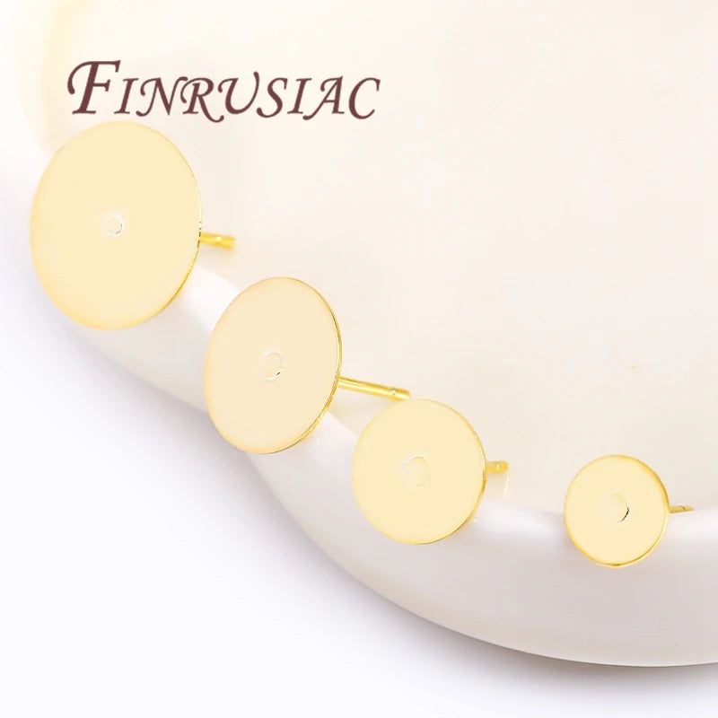 50Pcs 18K Gold Plated Blank Stud Earring Bases – DIY Jewelry Earring Stud Findings P3
