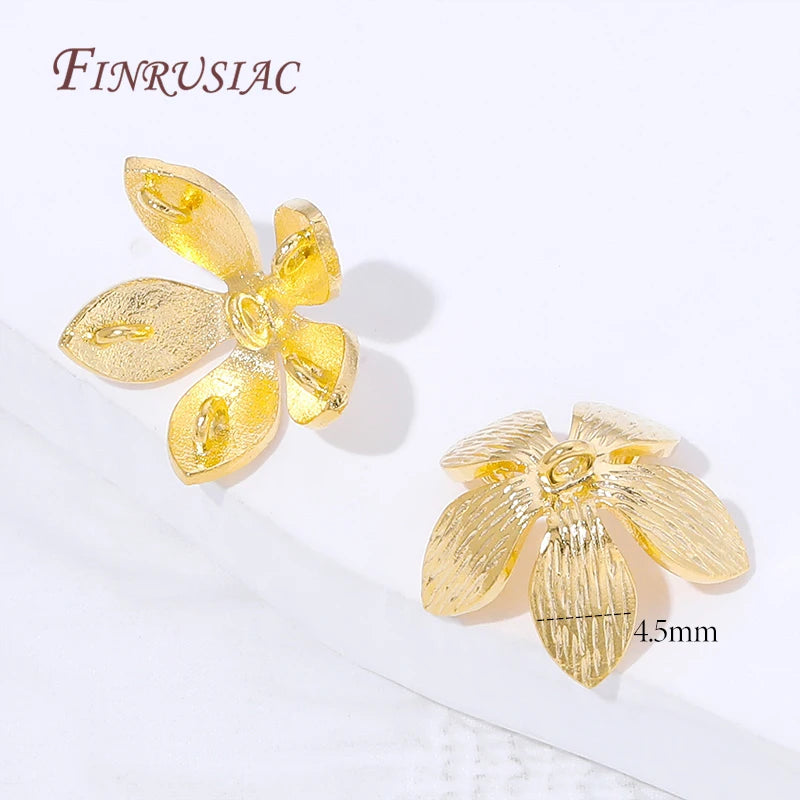 18K Gold Plated Brass Flower Bead Tassel End Caps – DIY Jewelry Jewelry Findings P3 18K Real Gold Plated 4 pieces