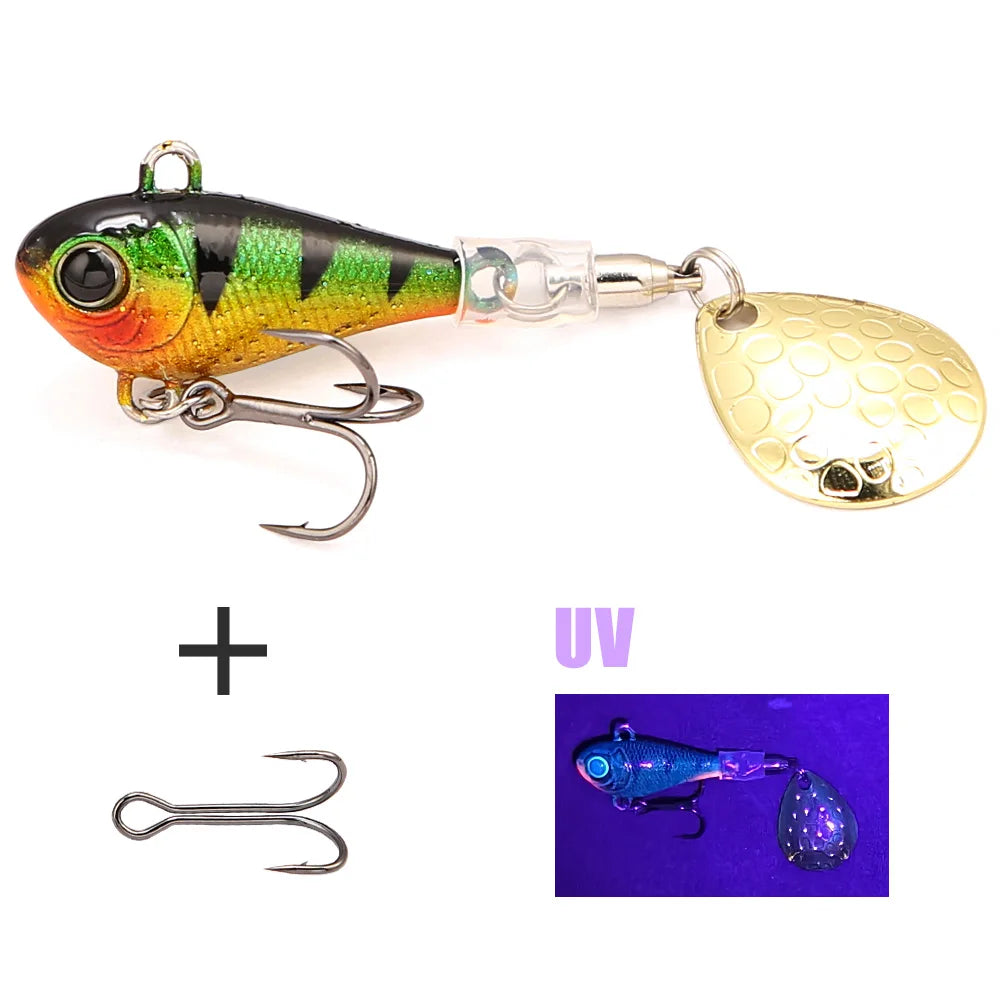 B&U Tail Spinner Fishing Lure – Metal Spoon Blade 6/10/14g Tail Spinner Lure P3 green yellow 1pc-13.4g