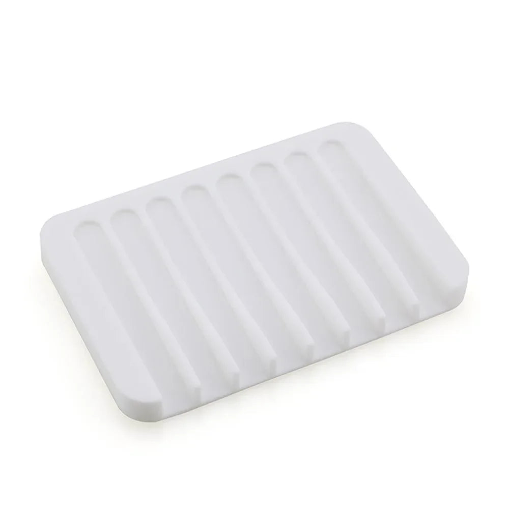 Silicone Draining Soap Dish – Non-Slip Flexible Soap Holder Soap Dish Holder P3 White