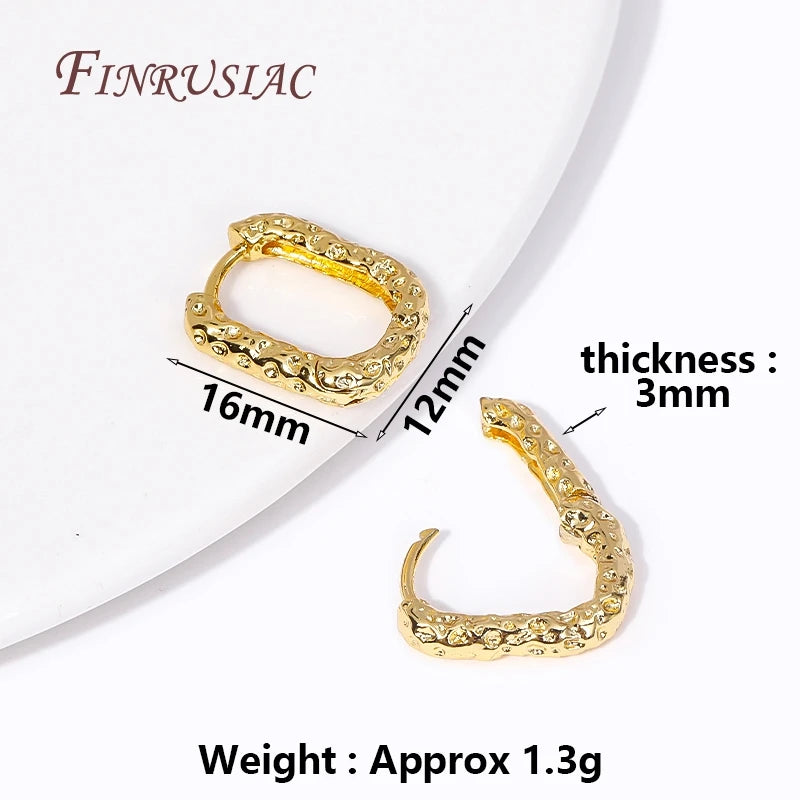 18K Gold Plated Heart Hoop Earrings – Brass & Zircon Women's Hoop Earrings P3 18K Real Gold Plated 2 Pairs