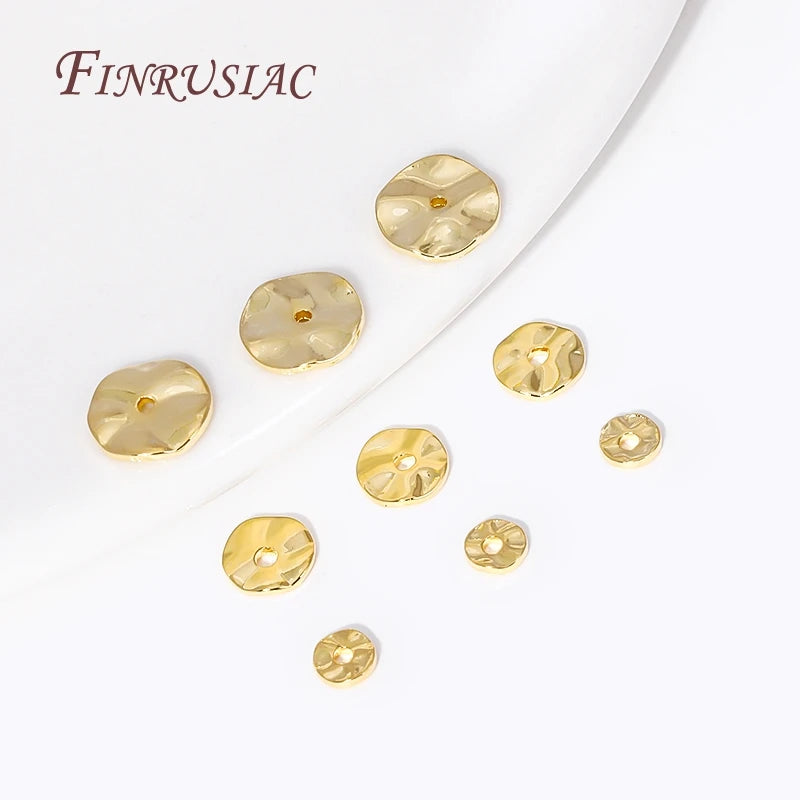 18K Gold Plated Wave Flat Spacer Beads 4/6/8mm | DIY Jewelry Jewelry Spacer Beads P3