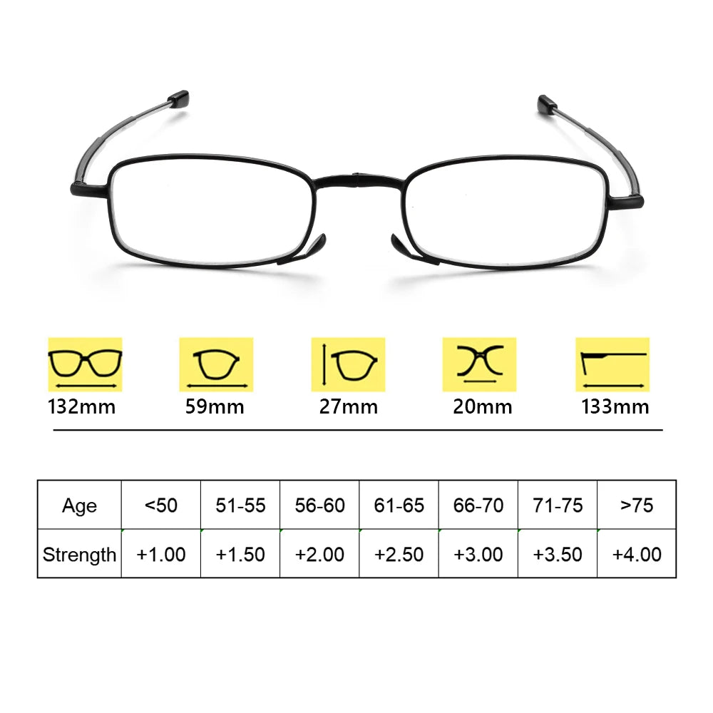 KLASSNUM Folding Reading Glasses +1.0–+4.0 | Unisex with Case Folding Reading Glasses P3
