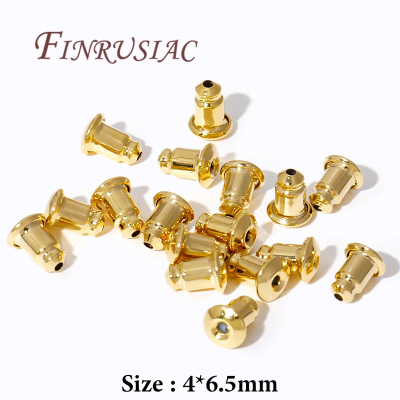 14K Gold Plated Earring Backs for Studs | 50/100 Pcs DIY Earring Backs Findings P3 18K Gold Plated 100pcs