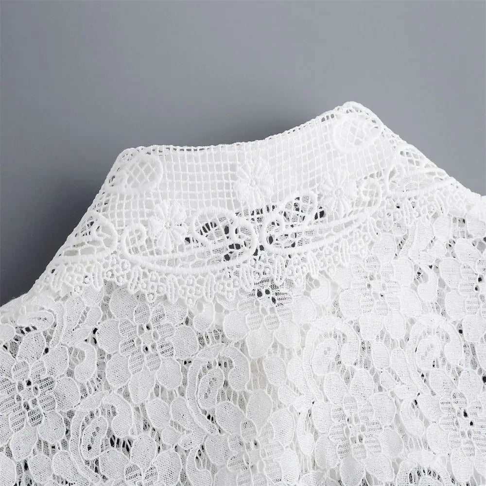 Women's Chiffon Lace Detachable Collar Shawl – Floral White Detachable Collar Shawl P3
