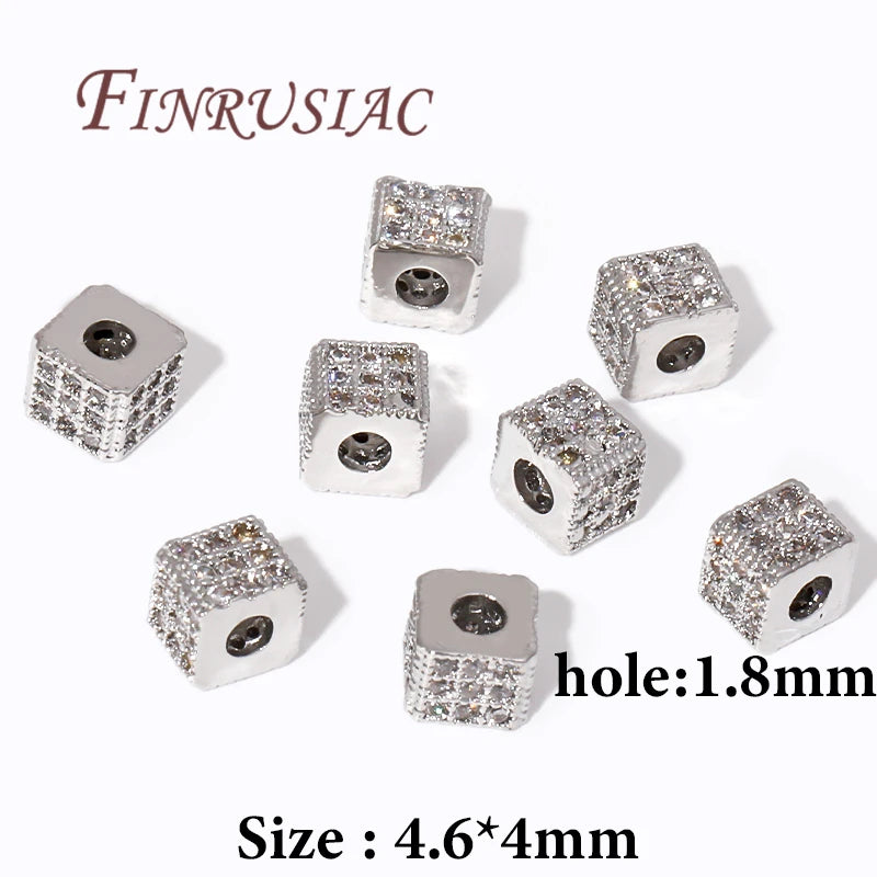 18K Gold Plated Brass Zircon Square Spacer Beads – DIY Jewelry Jewelry Spacer Beads P3 Rhodium Plated 2 pieces