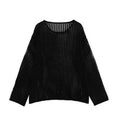 PTKPCC Women's Hollow-Out Loose Knit Pullover Sweater | Summer Knit Pullover Sweater P3 Black M