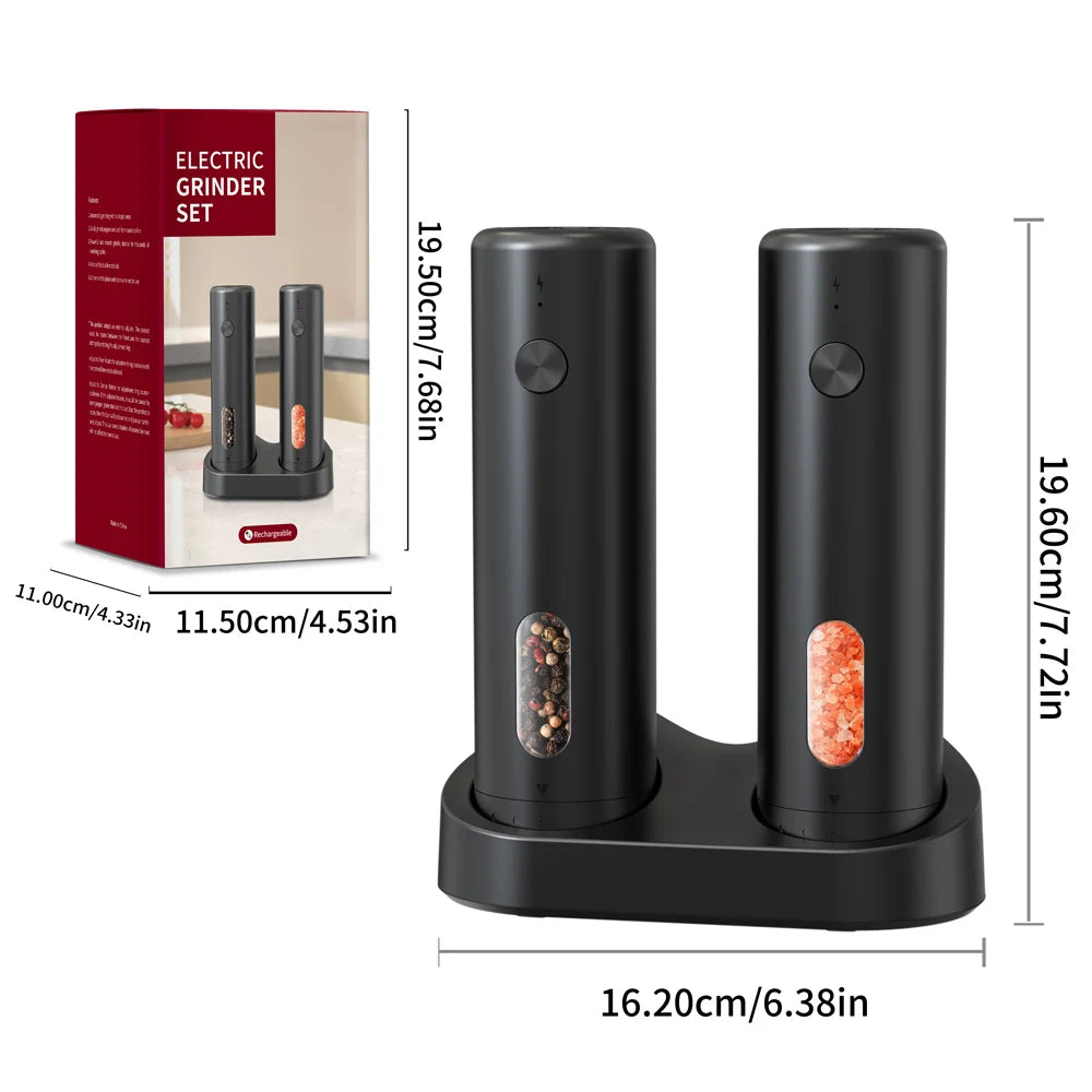 CLITON USB Rechargeable Automatic Salt & Pepper Grinder Set Electric Spice Grinder P3