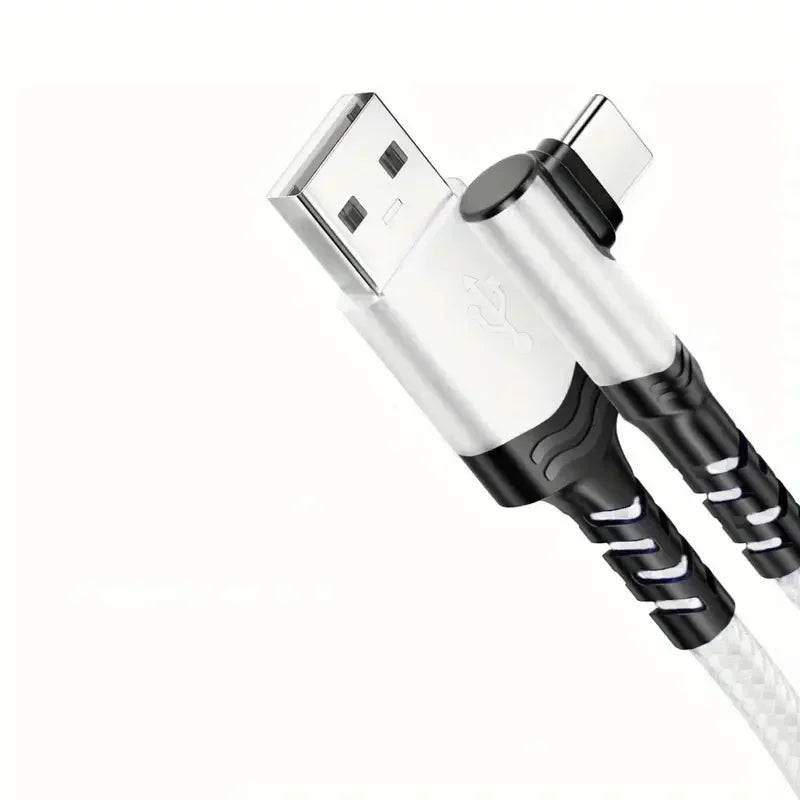 90° Elbow 60W USB-C Fast Charging Cable – 3M Nylon Braided USB-C Charging Cable P3 SG 3m