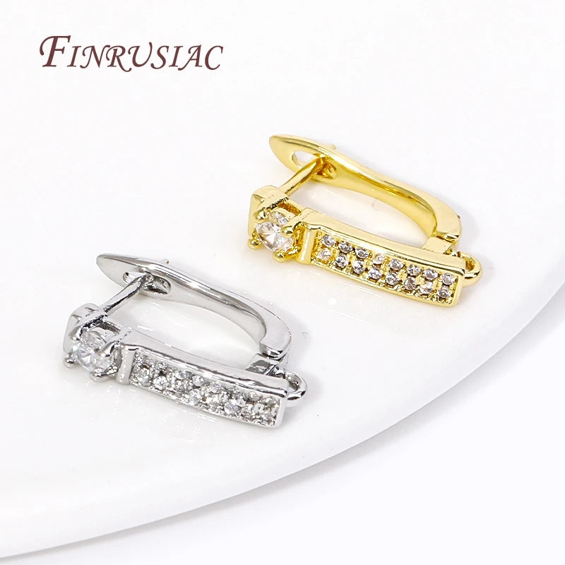 18K Gold Plated Copper Earwire Hooks with Zircon – DIY Findings Earring Findings P3