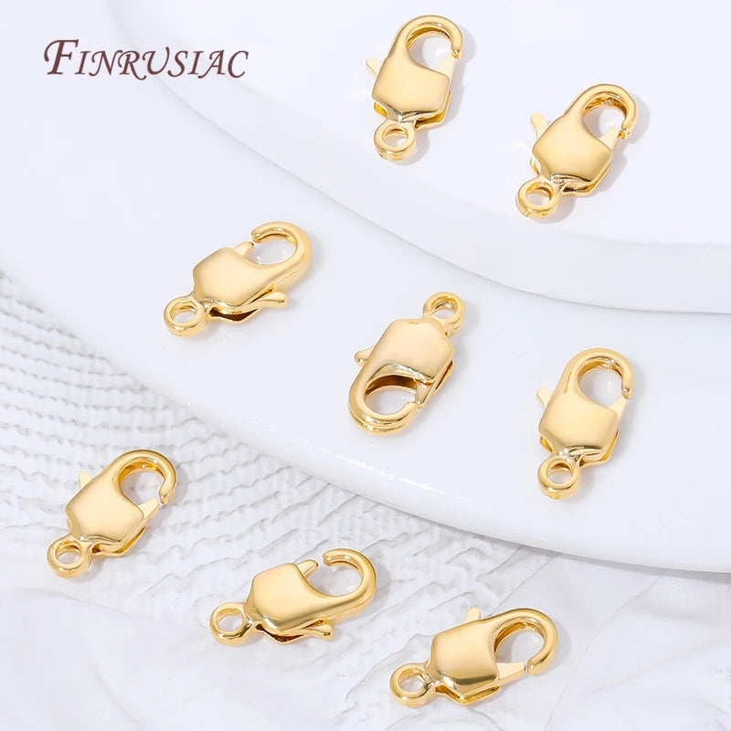 18K Gold Plated Lobster Clasps 10mm 12mm – DIY Jewelry 5/10Pcs Jewelry Clasp Findings P3
