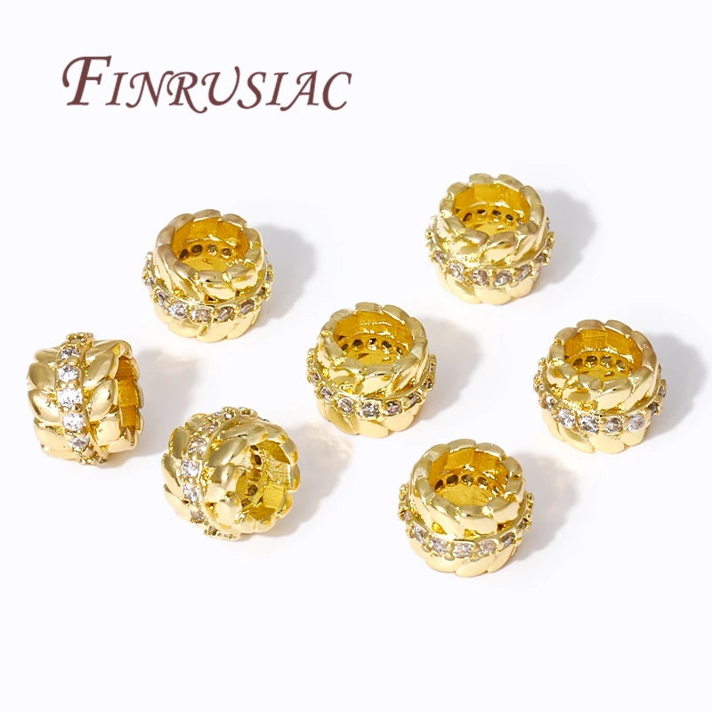 18K Gold Plated Brass Zircon Spacer Beads for DIY Jewelry Jewelry Spacer Beads P3