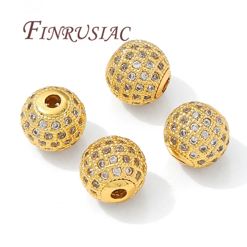 18K Gold Plated Zircon Spacer Beads 6mm 8mm 10mm – DIY Jewelry Jewelry Spacer Beads P3