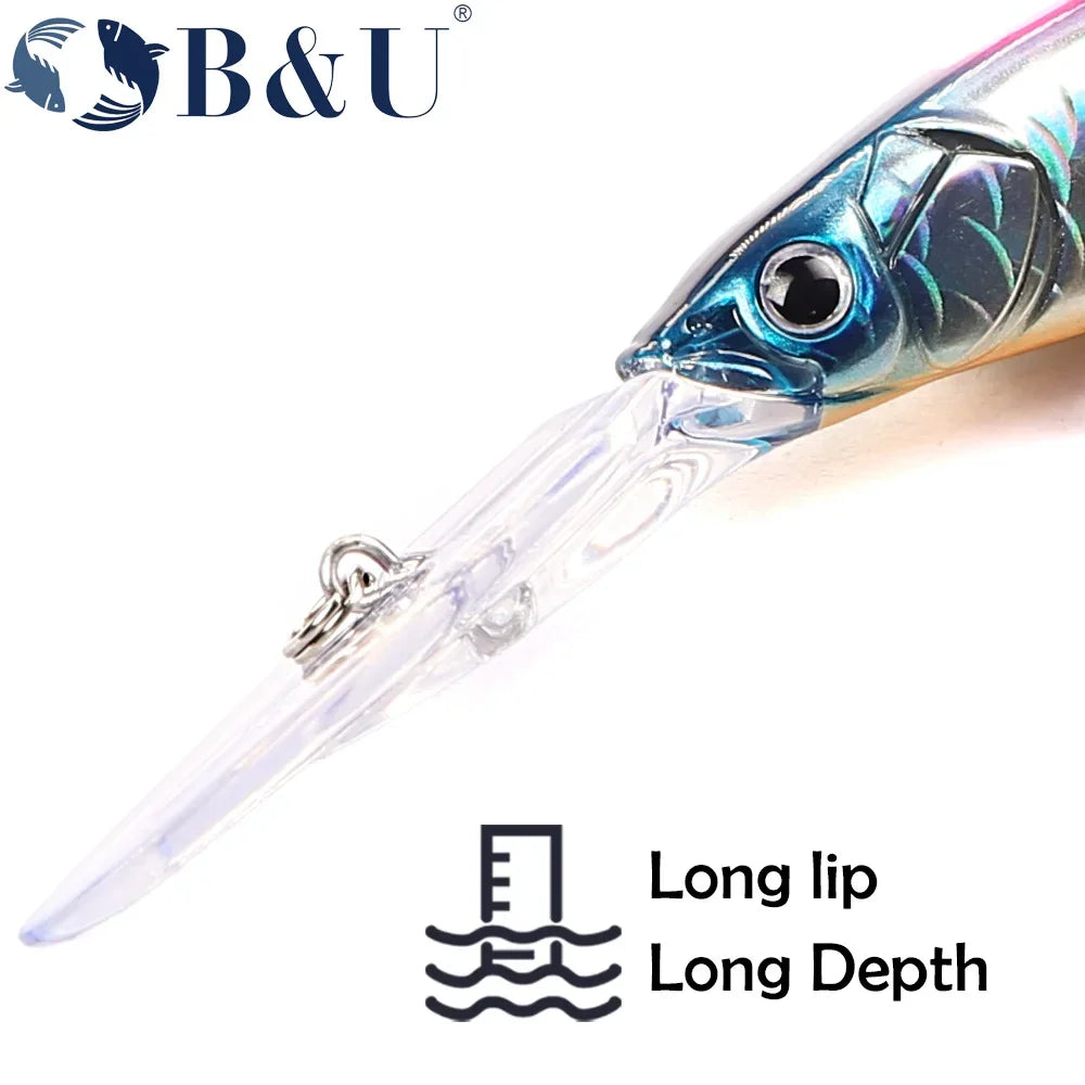 B&U 110mm Deep Diving Minnow Crankbait – Bass Pike Walleye Lure Minnow Crankbait Lure P3