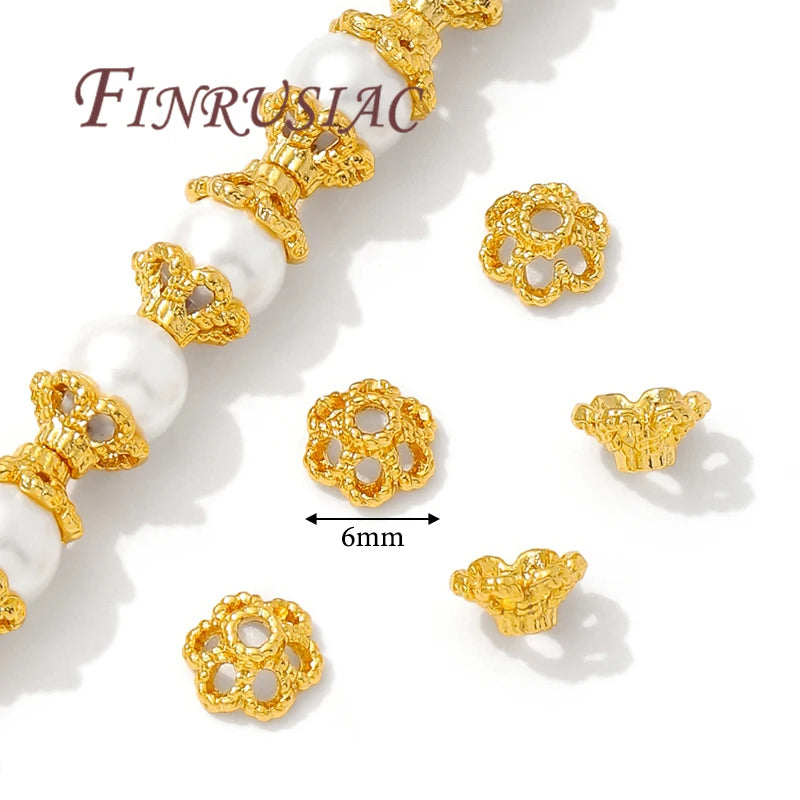 6mm 18K Gold Plated Flower Bead Caps – DIY Jewelry Spacers Jewelry Bead Caps P3 18K Real Gold Plated 20 pieces