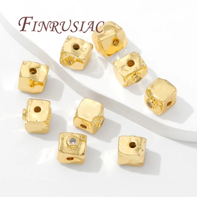 8mm Square Spacer Beads 18K Gold Plated – DIY Jewelry Findings Jewelry Spacer Beads P3